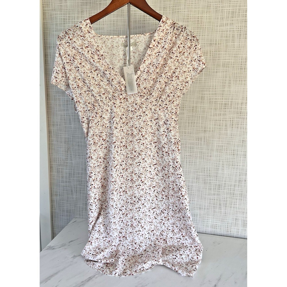 Outerknown Fallโ Floral V-Neck Dress Side Zipper Women's Medium Knee Length BxEE